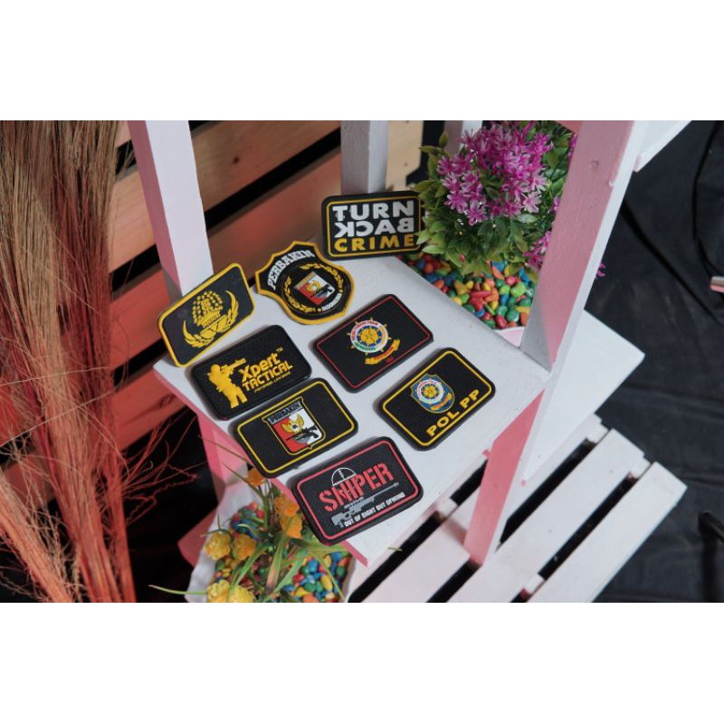 Patch Tas, patch logo Topi, Tempelan Tas, Rubber Patch Logo TNI, Polri, Satpol pp, PERBAKIN, KORPRI