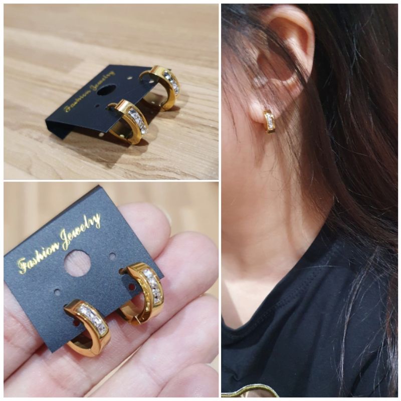 Anting Titanium asli model Hoops Premium Quality anti karat anti alergi Stainless steel kl122