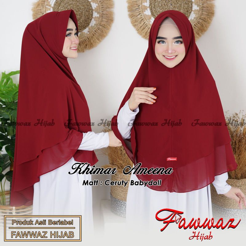 Khimar Ameena Ceruty 2 Layer By Fawwaz Hijab