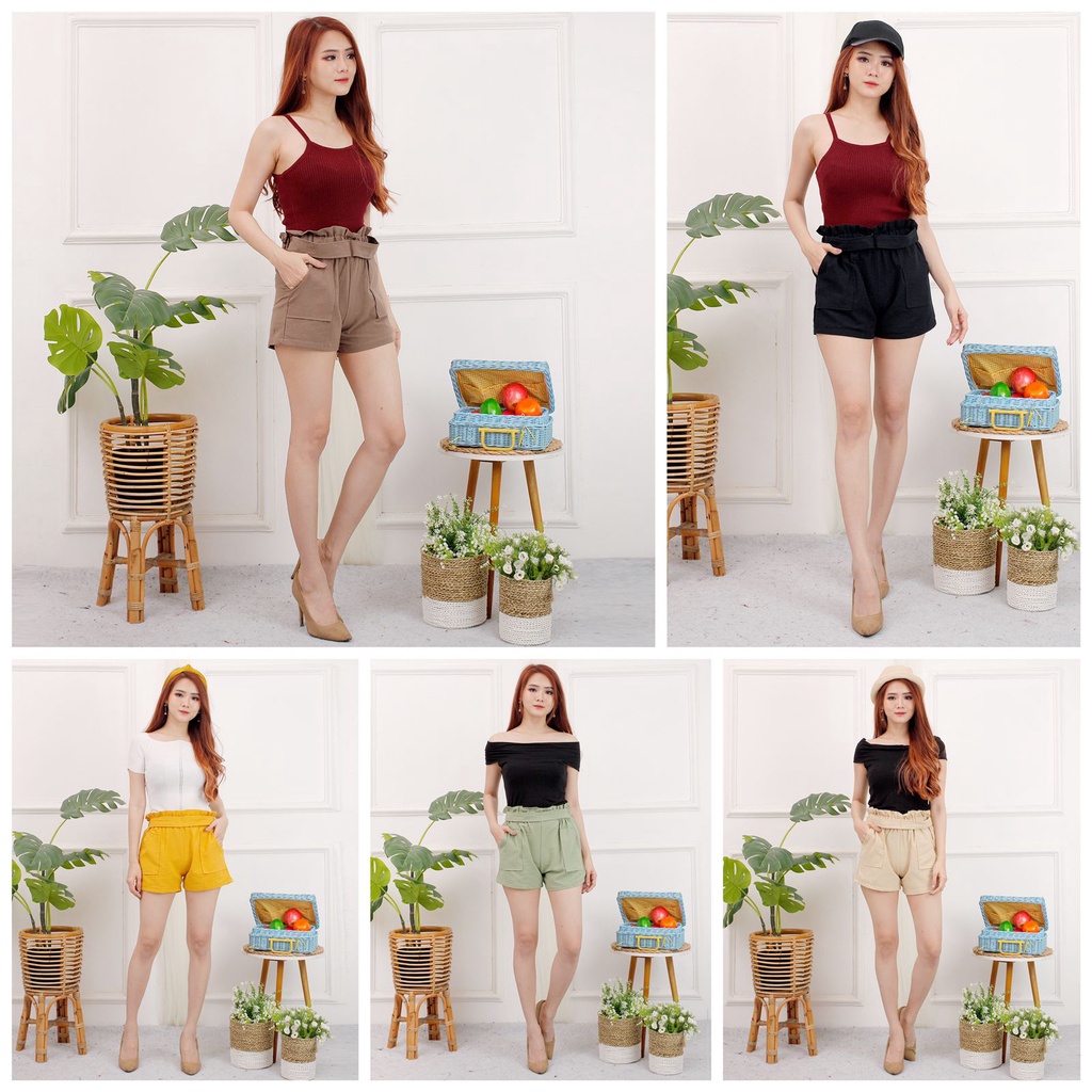 Celana pendek santai wanita hotpants fashion linen