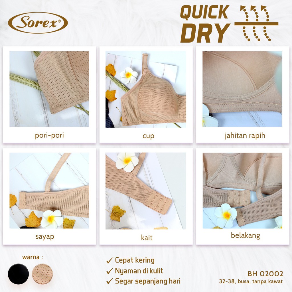 BRA BH Basic TANPA KAWAT 02002 SOREX QUICK DRY