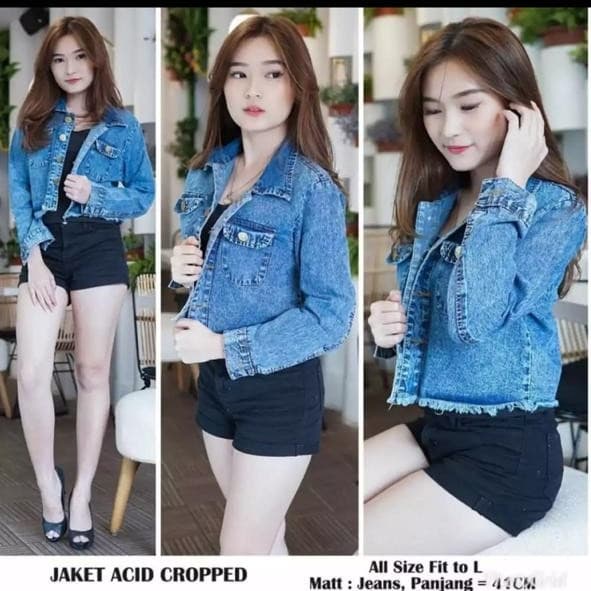 WANITA-JEANS-JAKET- JAKET JEANS CROPPED SNOW - HITAM -JAKET-JEANS-WANITA.