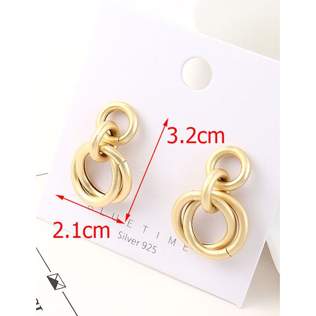 LRC Anting Tusuk Fashion Gold Plated Gold Circle S925 Silver Needle Earrings Y62837