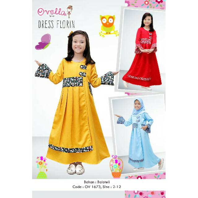Gamis Ovella Kids Seri Dress Florin OV 1673