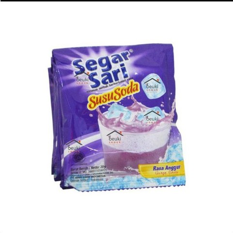 

Segar Sari Susu Soda Rasa Anggur Kemasan Sachet Isi 10