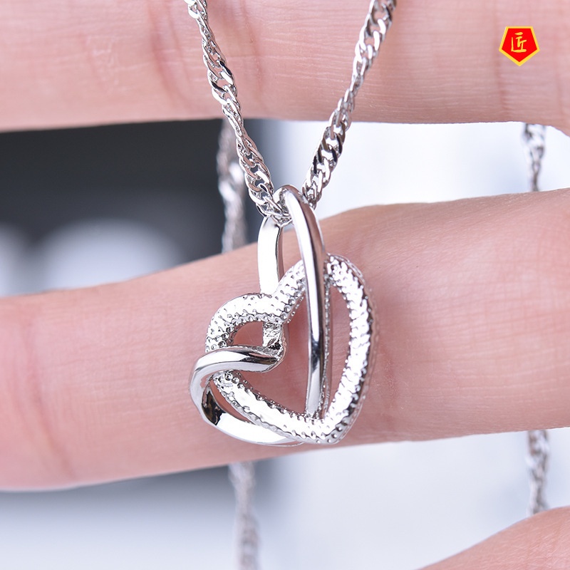 [Ready Stock]Doppel Herz Pendant Elegant Lady Heart-to-Heart Necklace