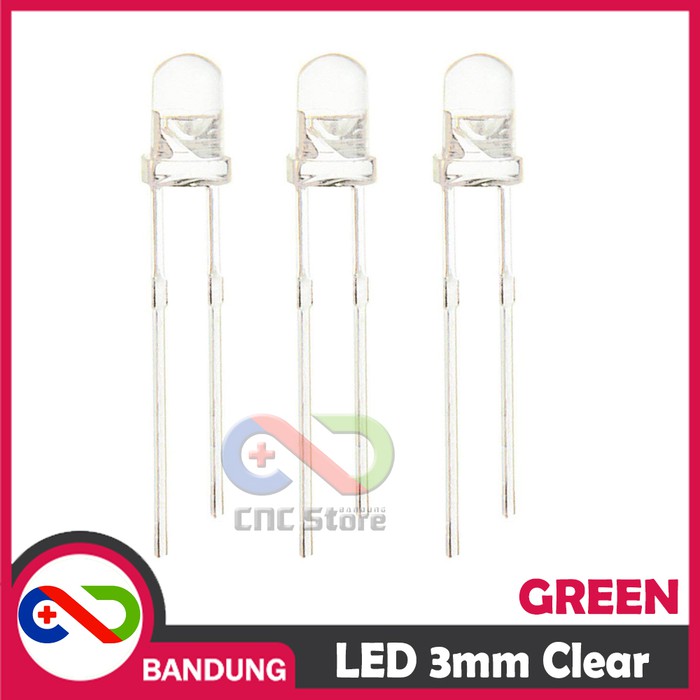 10PCS LED 3MM F3 SUPER BRIGHT GREEN HIJAU CLEAR