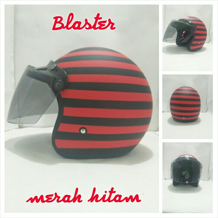 HM-615 Helm Bogo Retro Sni Jpn Blaster Merah Hitam + Kaca Bogo Flat Murah