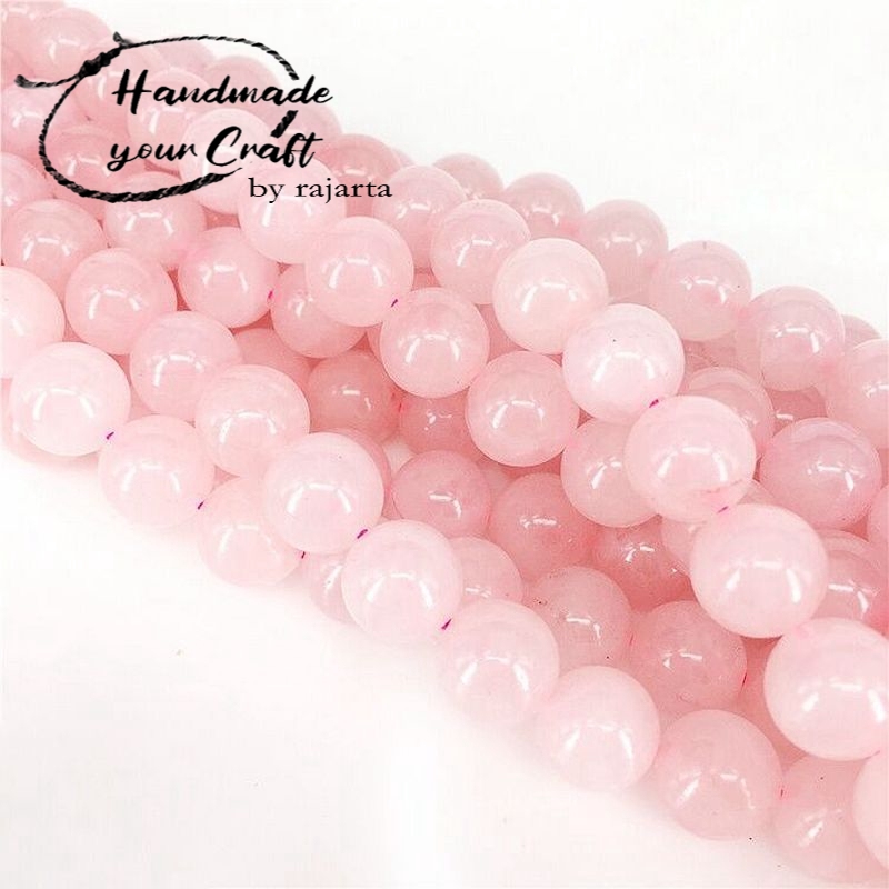 Butir Batu Natural Rose Quartz Stone Pink Crystal Beads