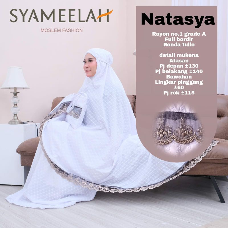 mukena jumbo polos putih bordir renda mewah elegan