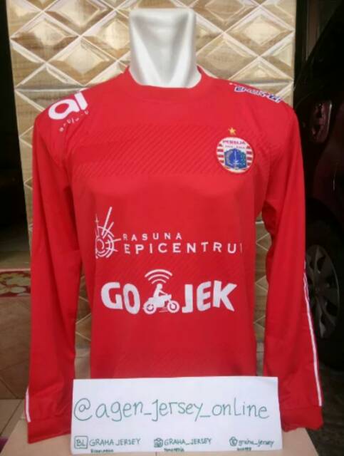 Jersey Persija Home Lengan Panjang Merah Liga 1 Gojek Jakarta Terbaru 2018 Lokal