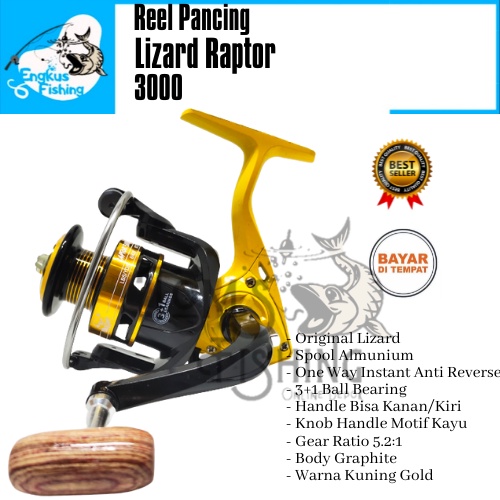 Reel Pancing Lizard Raptor 3000 (3+1 Bearing) One Way Spool Alumunium - Engkus Fishing