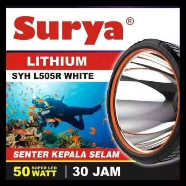 Headlamp Waterproof Diving Flashlight - Senter Kepala Surya Selam SYH L505R 50 Watt Camping Outdoor