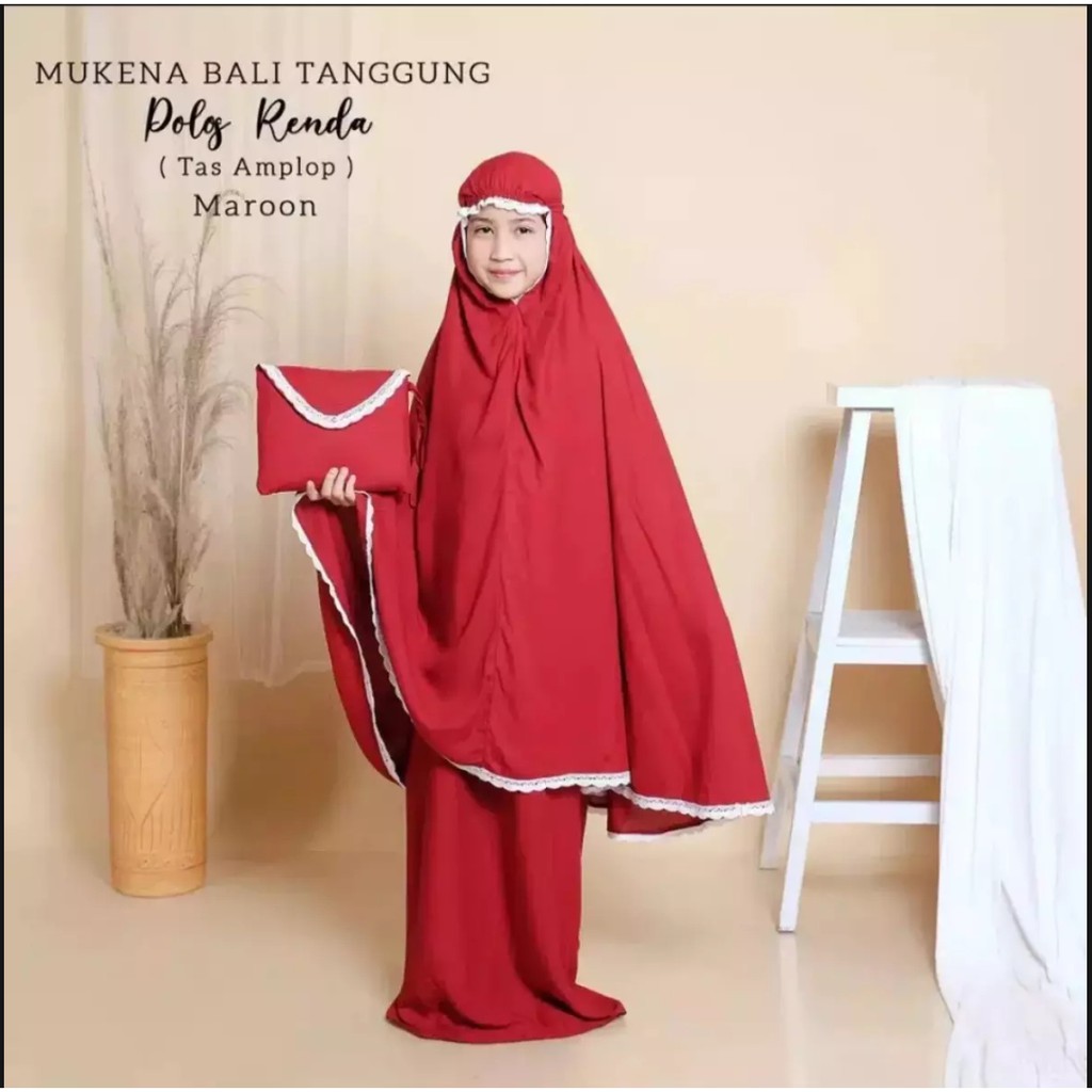 Mukena Traveling Anak Polos Renda Bisa Couple Free Tas Amplop Terbaru / Alody's Collection