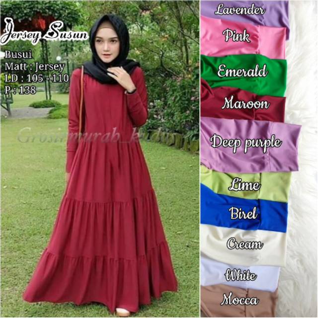 gamis murah - baju muslim Gamis susun baby doll jersey super pakaian wanita