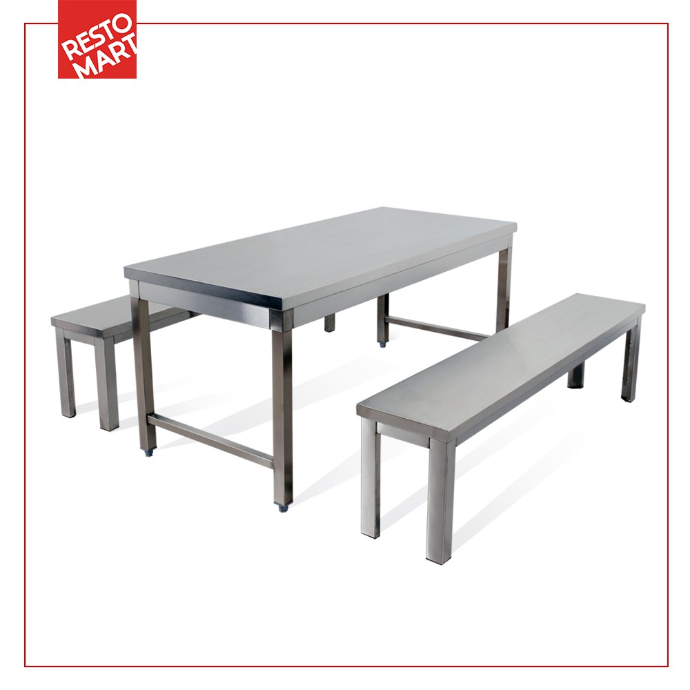 Restomart Meja Makan Stainless Steel Dining Table Restomart 0321112 Shopee Indonesia