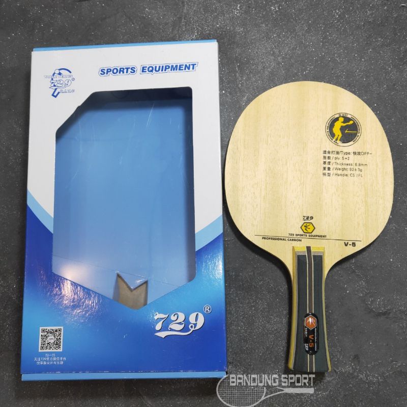 Kayu Bet Pimpong 729 V-5 Penhold Kayu PingpongV5 Professional Carbon BladeFriendship