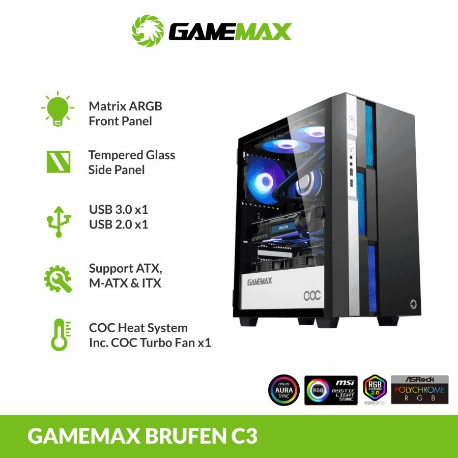 PC Case Gaming GAMEMAX BRUFEN C3 E-ATX