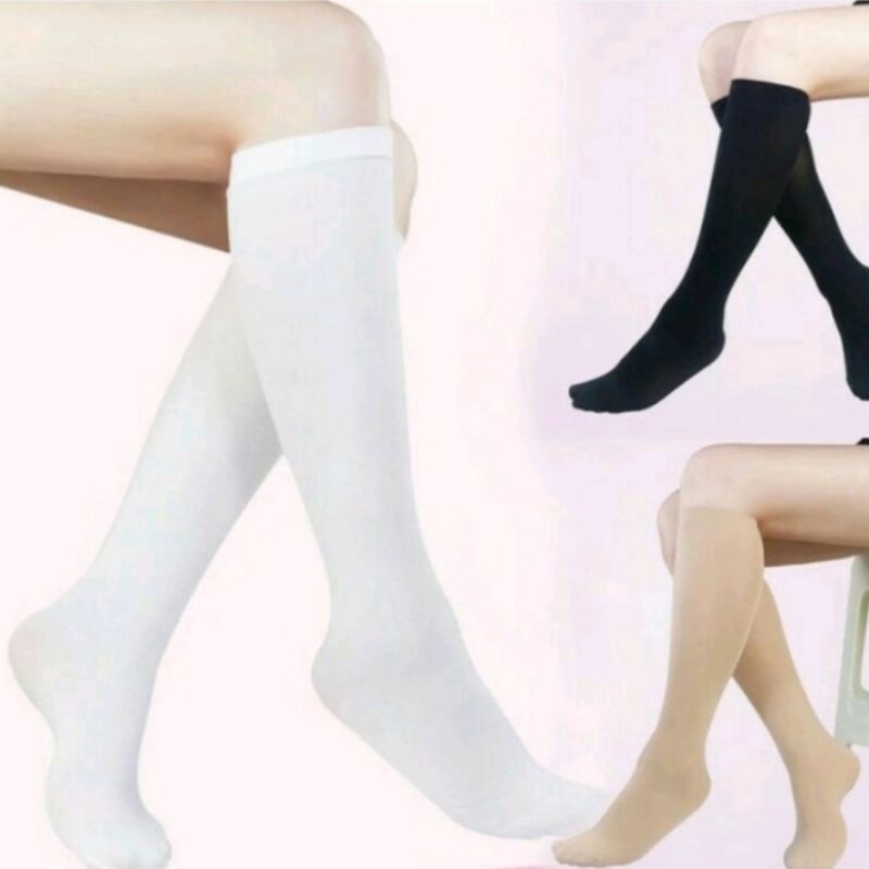 kaos kaki wanita remaja dewasa panjang selutut / kaos kaki wanita muslimah / bahan katun spandek lembut halus dan sangat nyaman dipakai gambar real pick