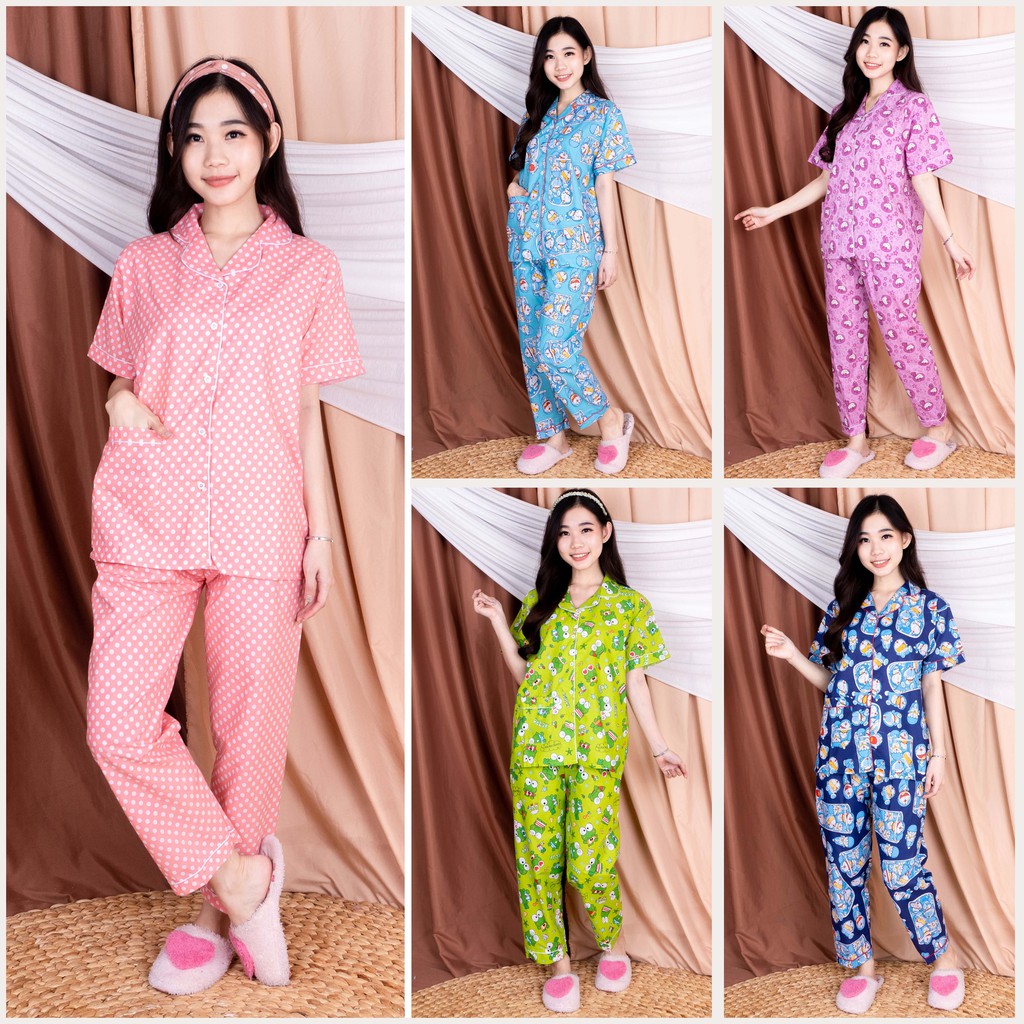 BEE - Piyama Premium Dewasa EXXEN CP / Baju Tidur Berkualitas Tinggi Wanita Motif Karakter EXXEN CP