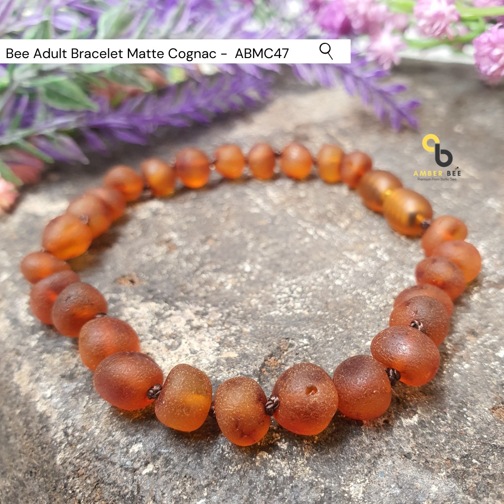 Gelang Amber Dewasa Premium Matte Cognac ABMC47 By Amber Bee