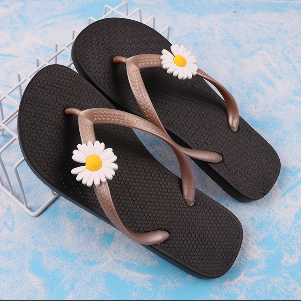 Sandal Jepit Wanita Motif Cemen Daisy | Sandal Wanita Unik Cantik