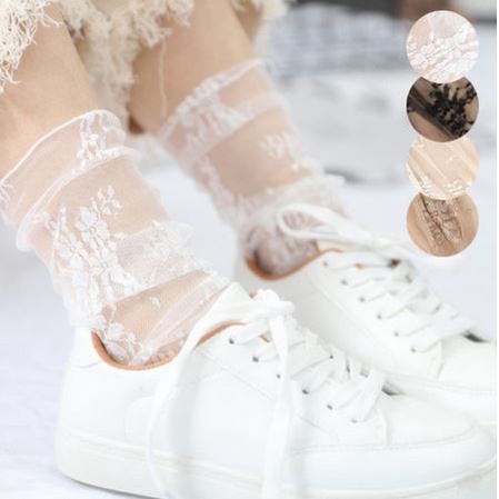 KKT-80 kaos kaki lolita TRANSPARAN RENDA socks rajut sulur import jepang korea