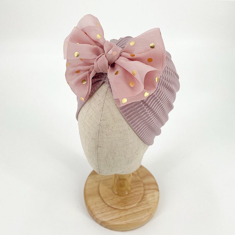 (Pimenova) Turban Anak Bayi Pita Polka 0-3 tahun - Bandana Bayi Perempuan - Ciput Bayi-dusty pink