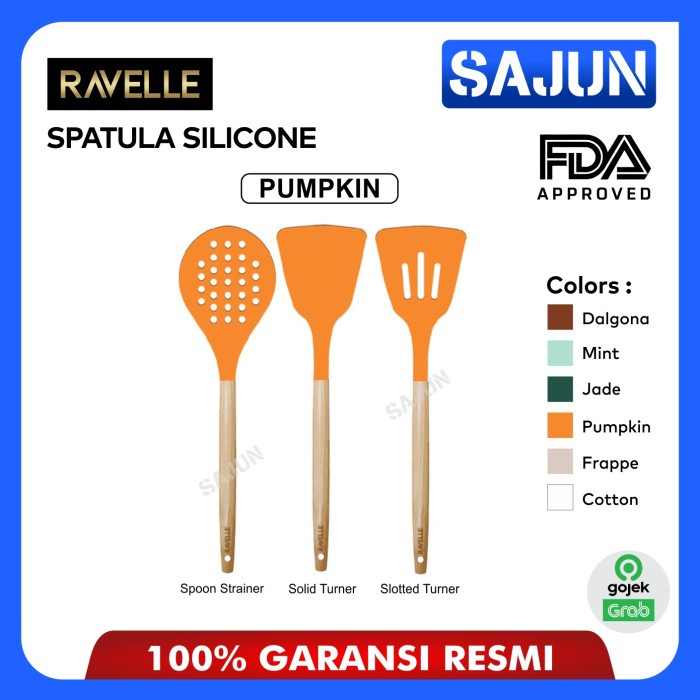 RAVELLE Silicone Spatula Sutil Slotted/Solid Turner Spoon Strainer - Slotted Turner, Dalgona