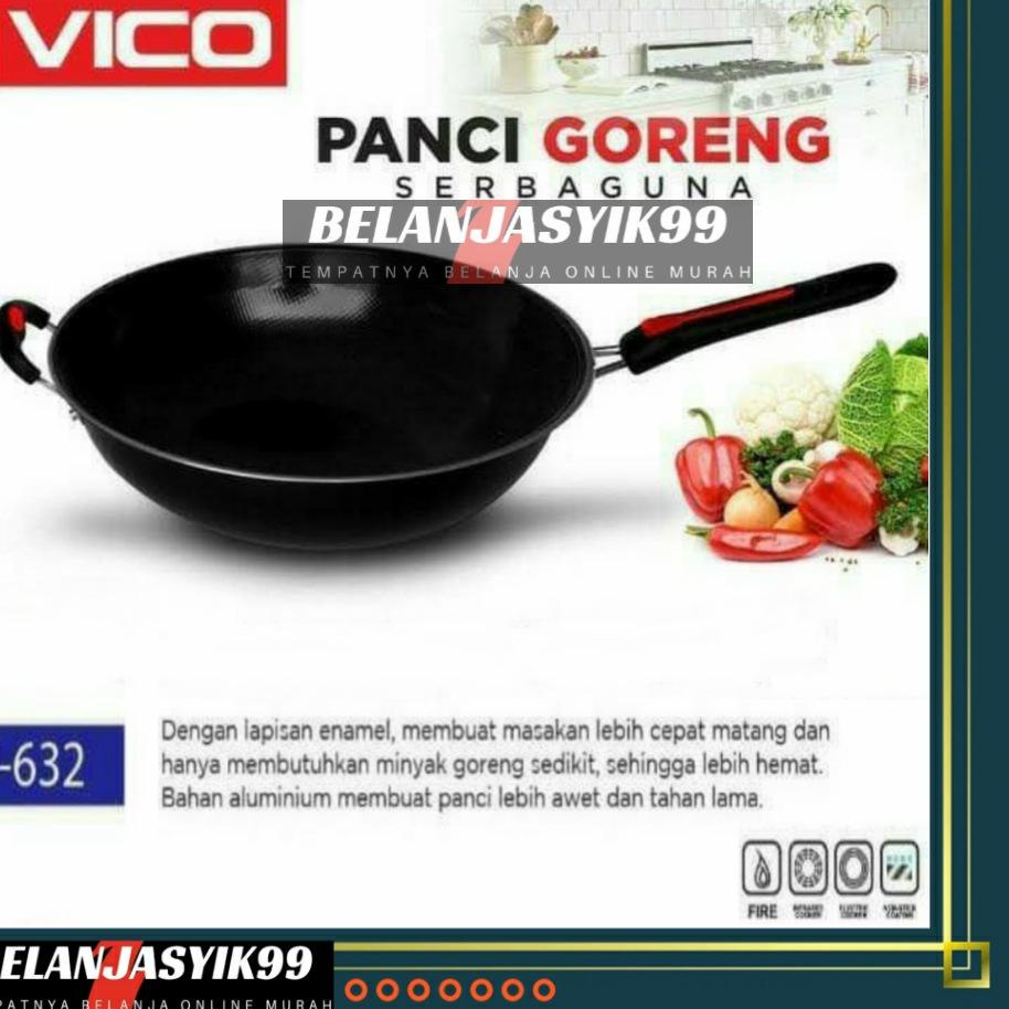 ☜ WAJAN TEFLON GAGANG / WAJAN PENGGORENGAN TEFLON 32CM / WAJAN ENAMEL VICO ANTI LENGKET / WAJAN GAGA
