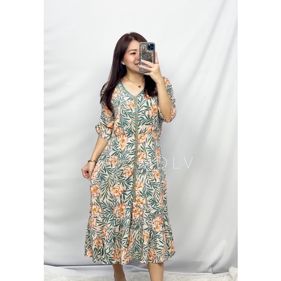 MDLV ~ 12341 Havana Midi Dress Flower Dress Premium Korea Look Fashion import