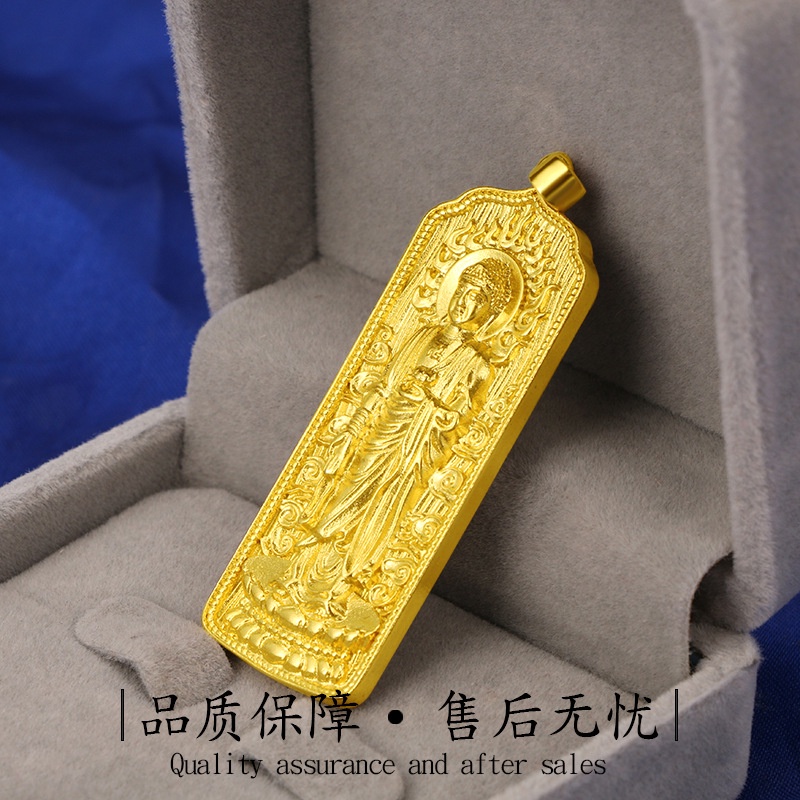 Liontin Tag Lapis Emas Asli Kadar 375 Desain Buddha Sakyamuni Gaya Bangkok Untuk Pria Dan Wanita