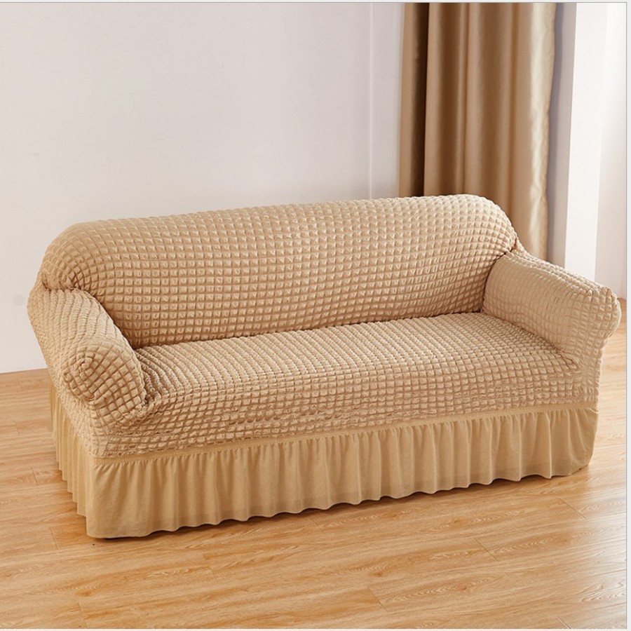 Elastic Sofa Cover With Skirt Stretch Quadruple / Sarung Alas Penutup Sofa Renda