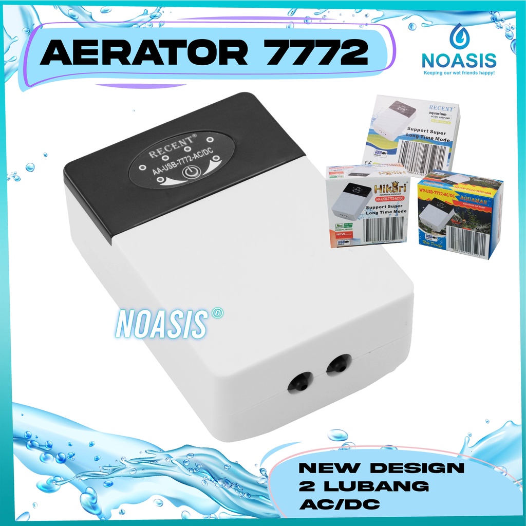 AERATOR AQUARIUM RECENT AA 7772 AC DC AA 7772 USB POMPA UDARA AIR PUMP 2 LUBANG