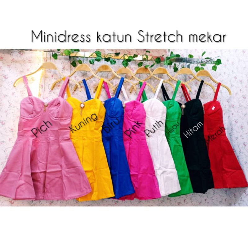 PAKAIAN WANITA DRESS DRESS KATUN STRECH POLOS MEKAR DUYUNG