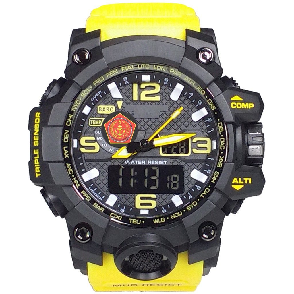 (Istimewa Bossque) Jam LOGO TNI Double Time Tali Kuning (Exclusive)