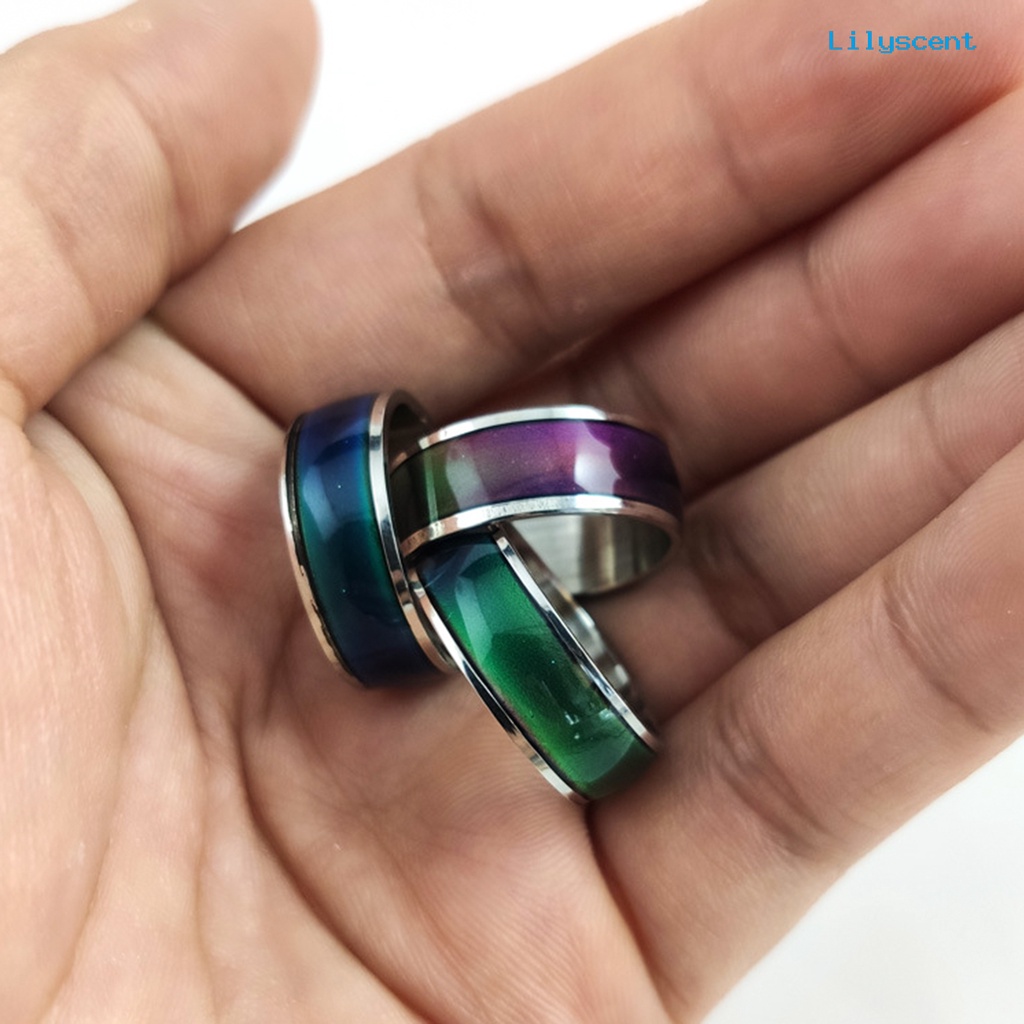 Ls Cincin Stainless Steel Berubah Warna Sesuai Temperatur Untuk Pasangan / Pria / Wanita