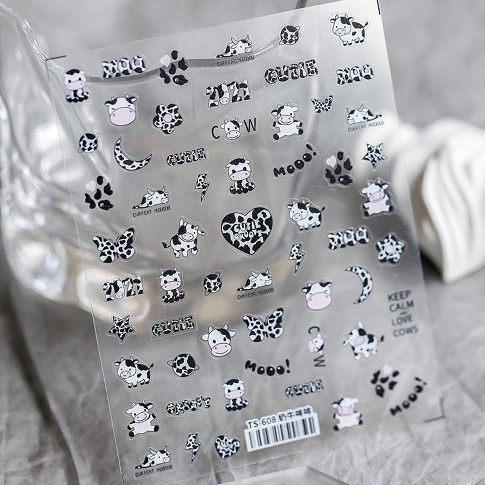 AUGUSTINA Agustina 5D Terukir Stiker Kuku Indah Kupu-Kupu Sapi Silder Decal DIY Nail Art Perhiasan