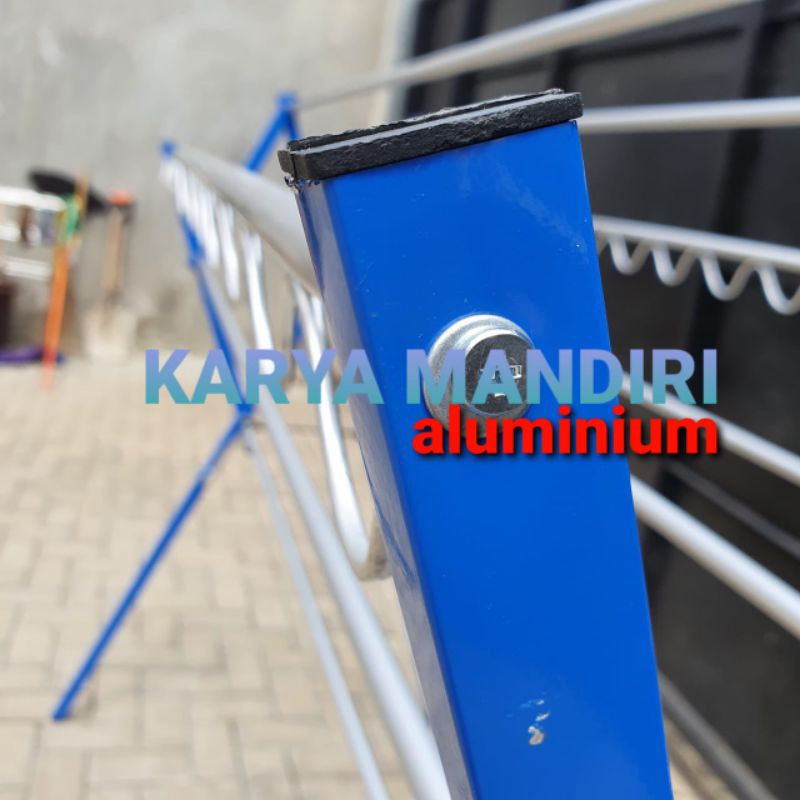 TURBO - Jemuran Baju Super Jumbo / Pakaian / Lipat / Aluminium Warna /180 CM / 1,8 Meter / Biru