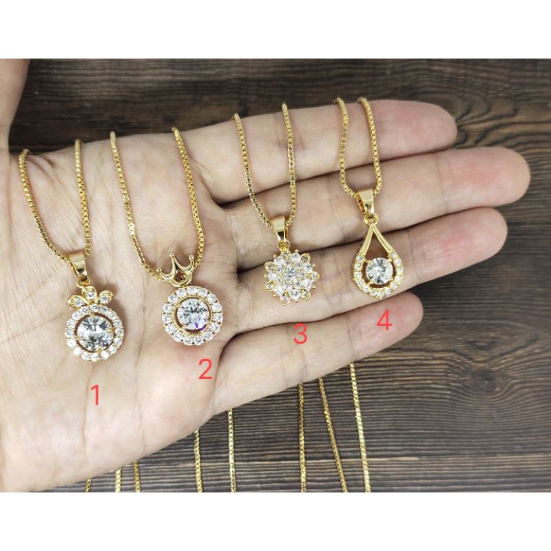 Fifi Fashion Satu Set Kalung Liontin Grace Kalung  Model Perhiasan Lapis emas 08#