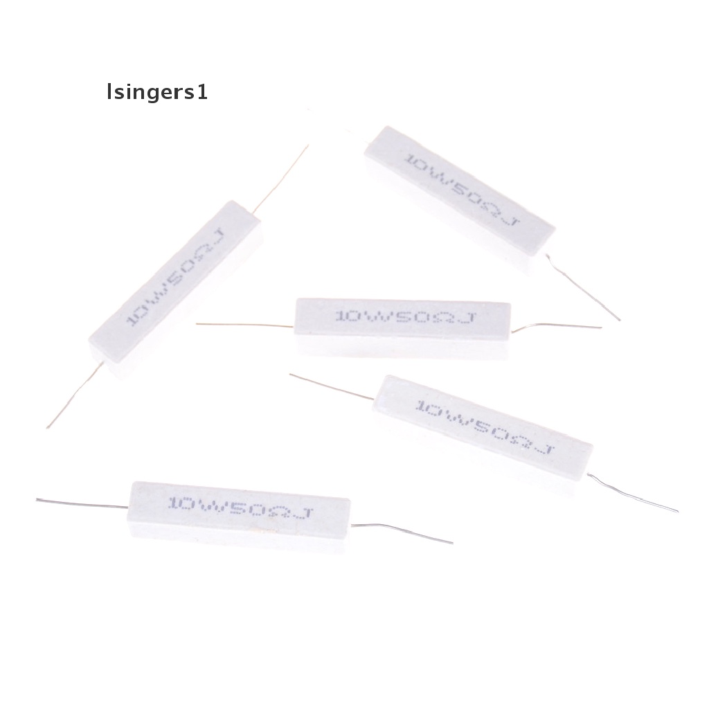 (lsingers1) 5pcs Resistor Power 10W 50 Ohm 5% Keramik Semen 10W50RJ