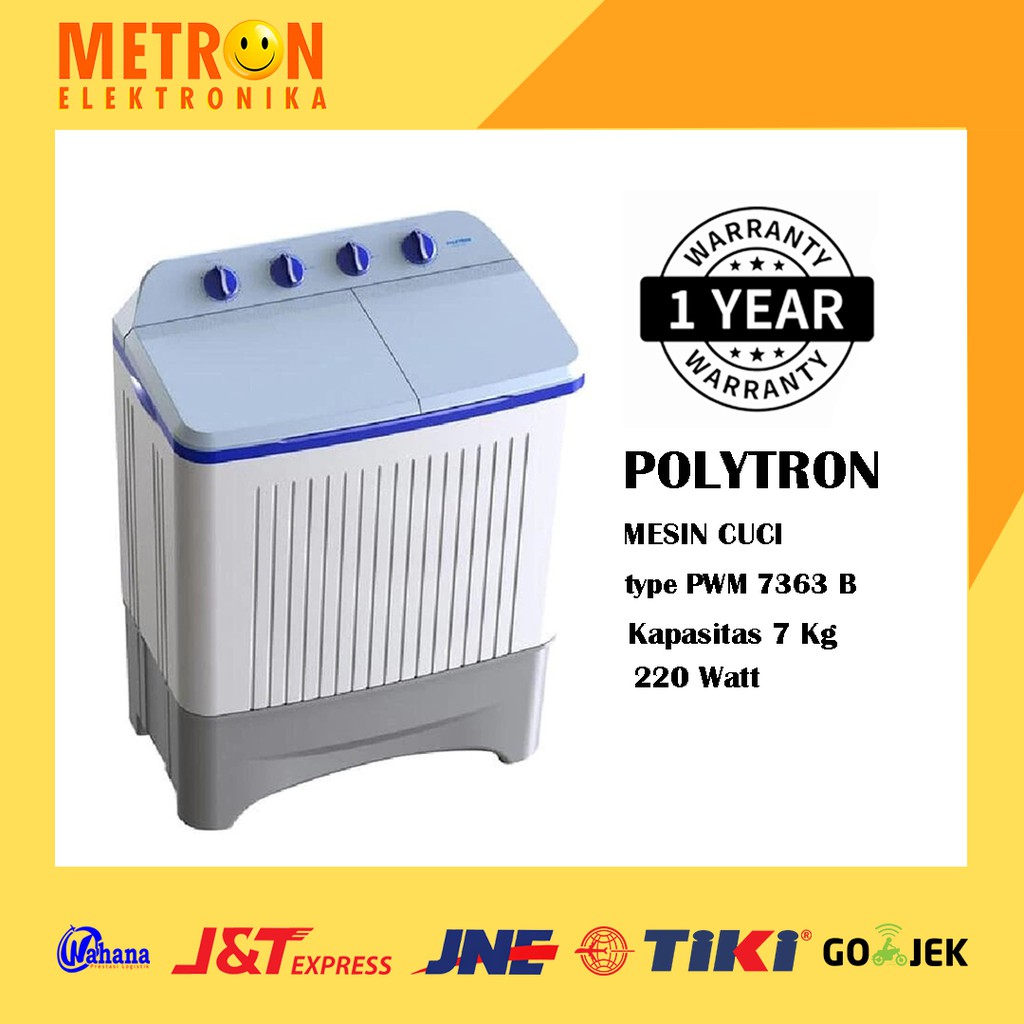 POLYTRON PWM 7363 B / BLUE / MESIN CUCI 7 KG / PWM7363