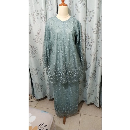 Dress hijab tunik dan rok modern tile warna hijau tosca (preloved)