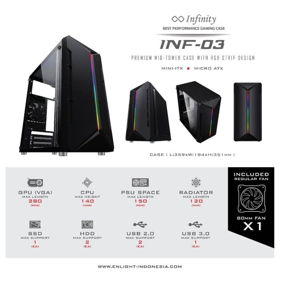 CASING INFINITY F03/F02/F05 CASING GAMING INF-03 INF02 INF05 + PSU 250WATT