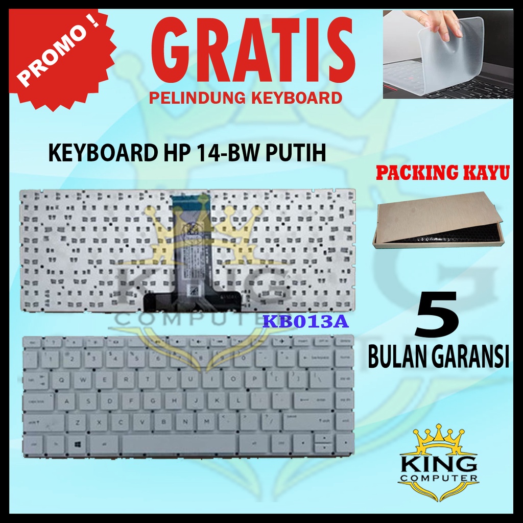 Keyboard Laptop HP 14-BW015 SERIES PUTIH FREE KEYBOARD PROTECTOR