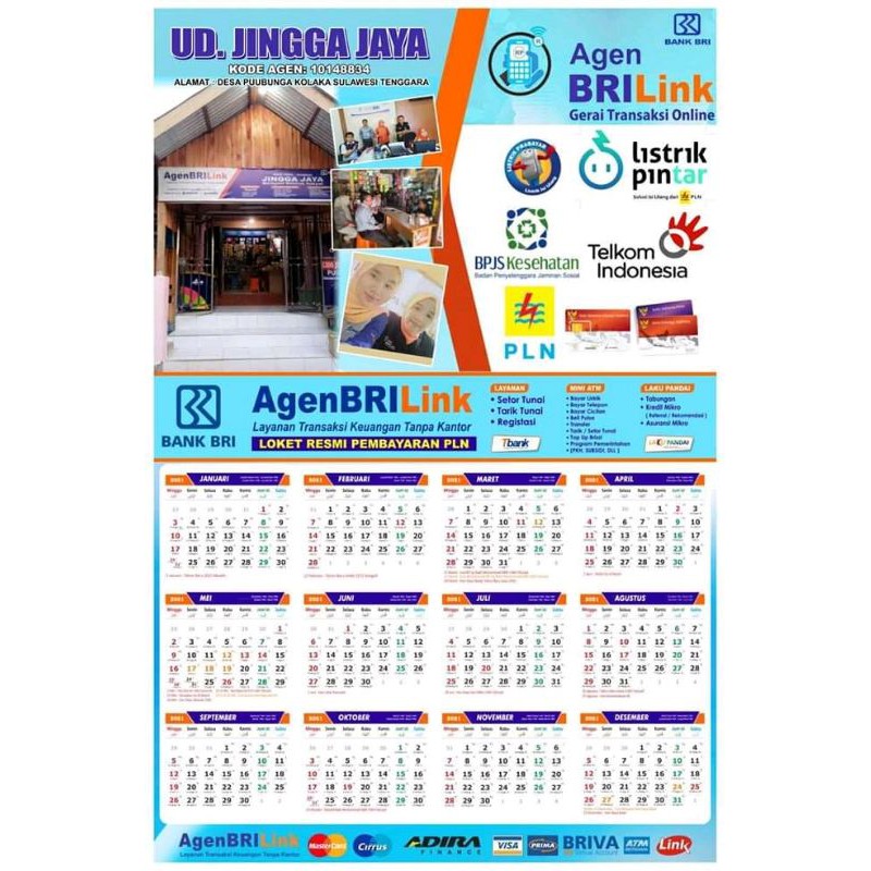 KALENDER DINDING AGEN BRILINK BISA CISTOM NAMA DAN FOTO