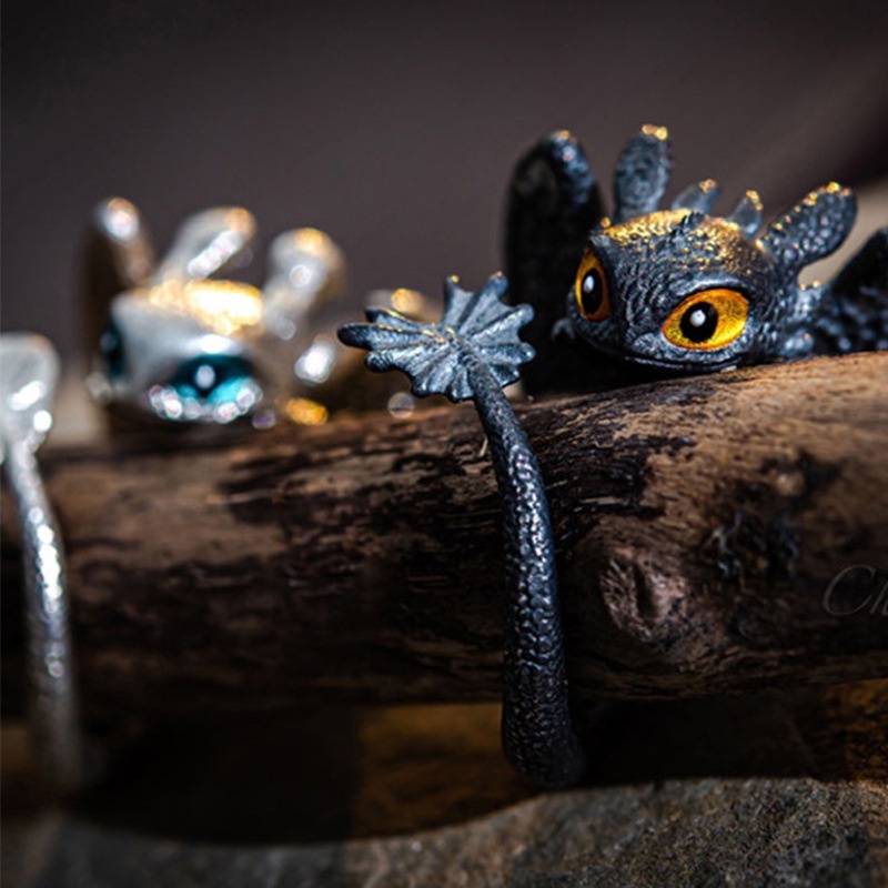 [ Fashion Cute Cartoon Fairy  Toothless Dragon Ring Adjustable Open Rings Gifts Jewelry for Friends ]