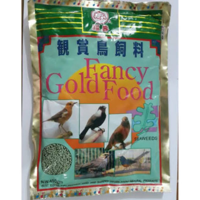 PAKAN MAKANAN BURUNG MURAI KACER JALAK ANIS DLL VOER FANCY GOLD 450 GRAM.