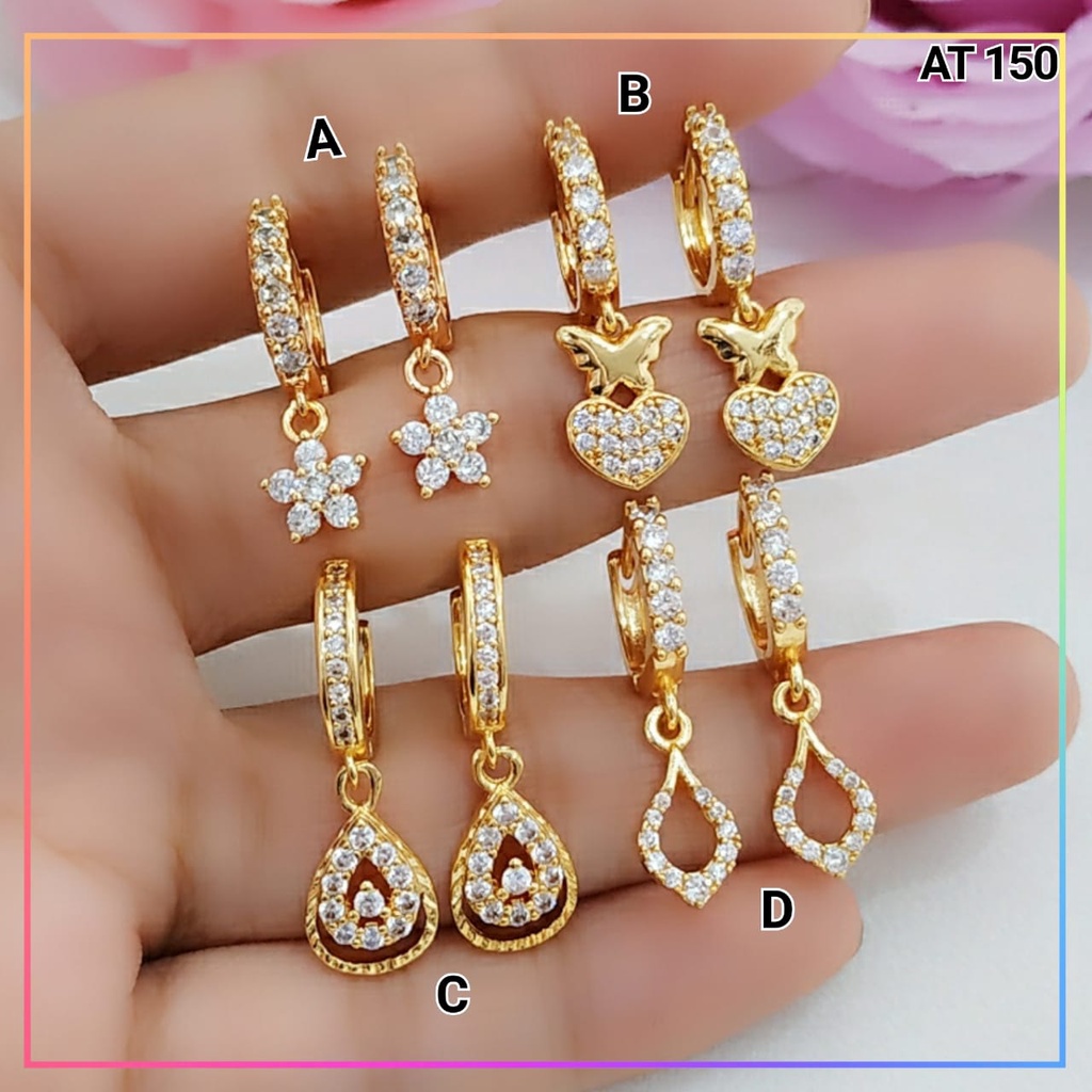 Anting Xuping anting dewasa jurai terlaris bunga simple permata zirkon perhiasan lapis emas gold AT 150