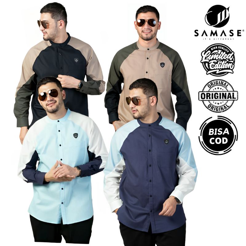 Samase  Kemko Raglan R043P | Samase Kemeja Koko | Pakian Muslim Pria